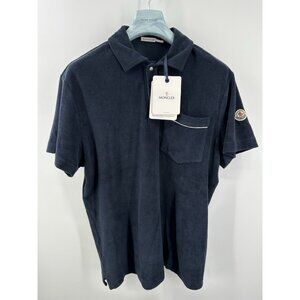 Moncler Navy Blue Terrycloth Polo Size XL (X7)